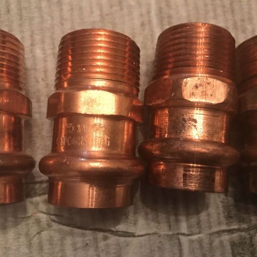 Lot of 5 mueller streamline 3/4 x 3/4” copper pro press  x male threaded adapter