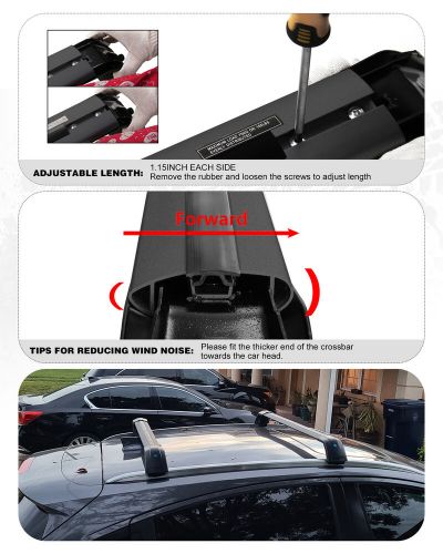 Black lockable cross bars for 2017-2024 maserati levante roof rack rail