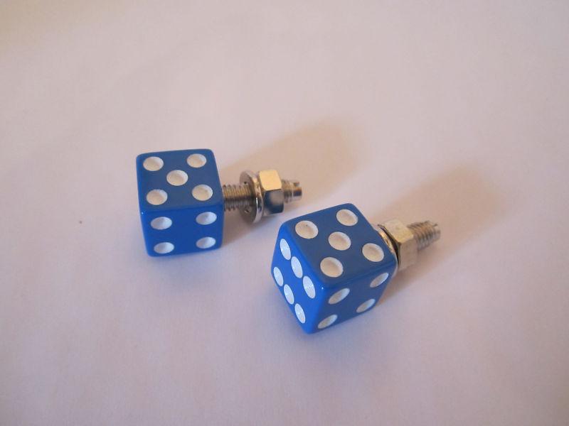 Blue dice plate bolts for any hot rat or street rod