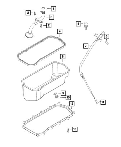 Genuine mopar engine oil level indicator and tube 68099640aa