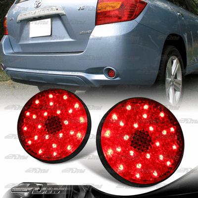 08-10 toyota highlander 08-12 sequoia red lens led rear bumper reflector lights