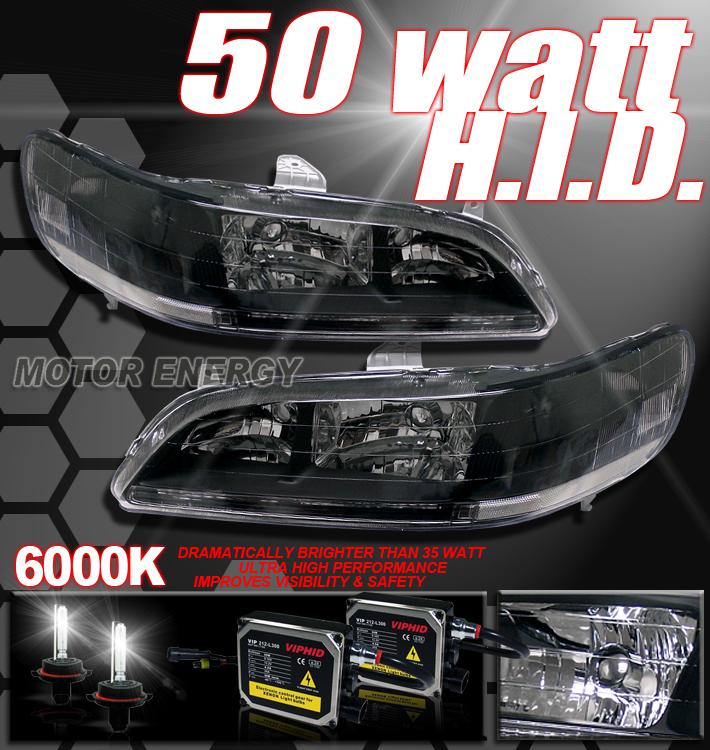 98-02 honda accord jdm black headlight+50w xenon hid 01