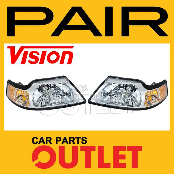 99-00 ford mustang head light lamp assembly pair lh+rh