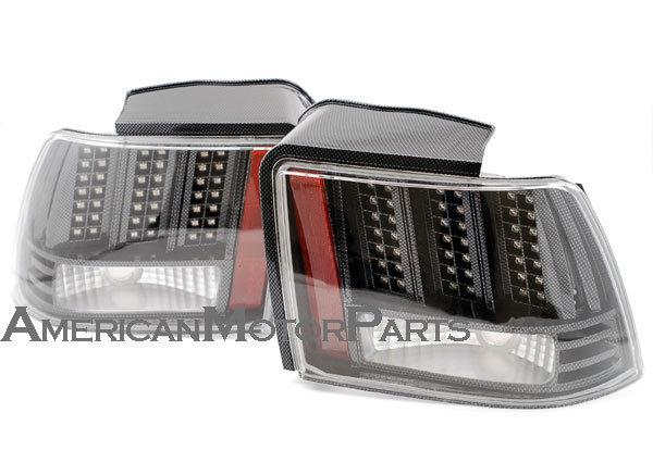 Depo pair euro carbon fiber style altezza tail lights w/ led 99-04 ford mustang