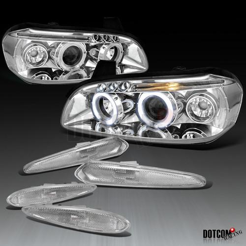 Chrome 00-01 maxima halo led projector headlight+front and rear bumper lamps