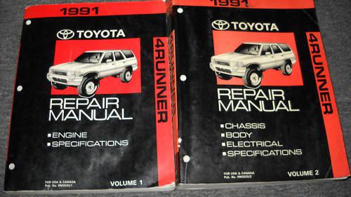 1991 toyota 4runner service shop repair manual set oem dealership book