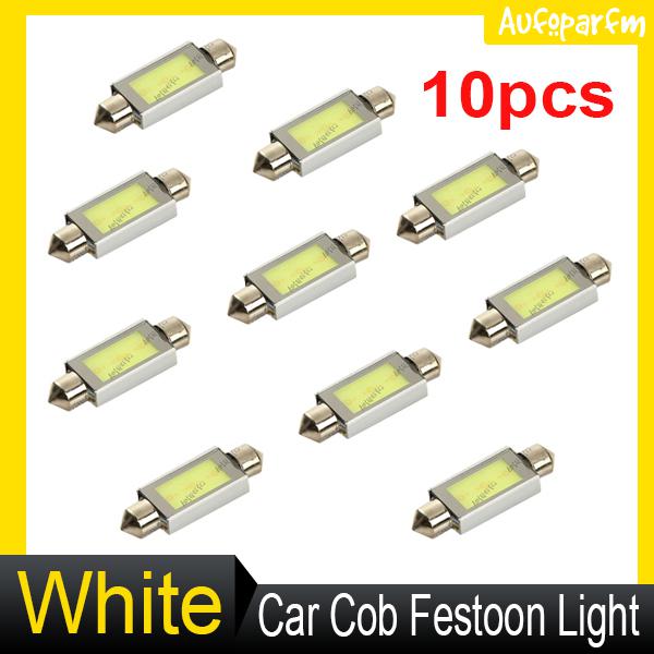 10pcs 42mm 3w cob led car auto reading light lamp festoon dome bulb white 12v