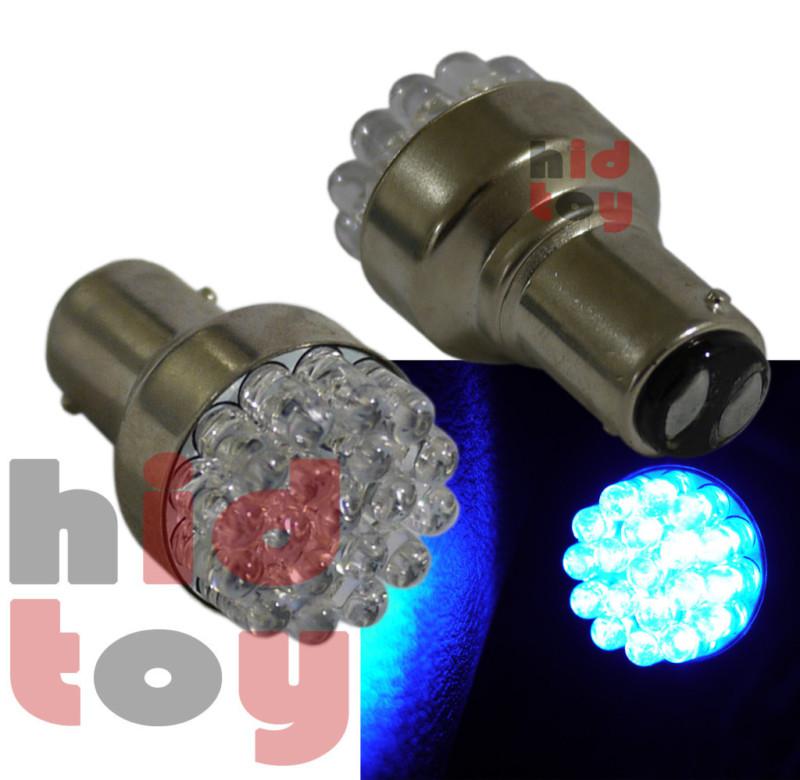 1157 2057 super blue round 19 led 2 pc bulbs #fb6 front turn signal aub21 lamp