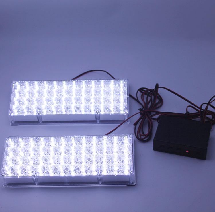 2 x 48 led white auto strobe flash lights grill decorated emergency light 3 mode