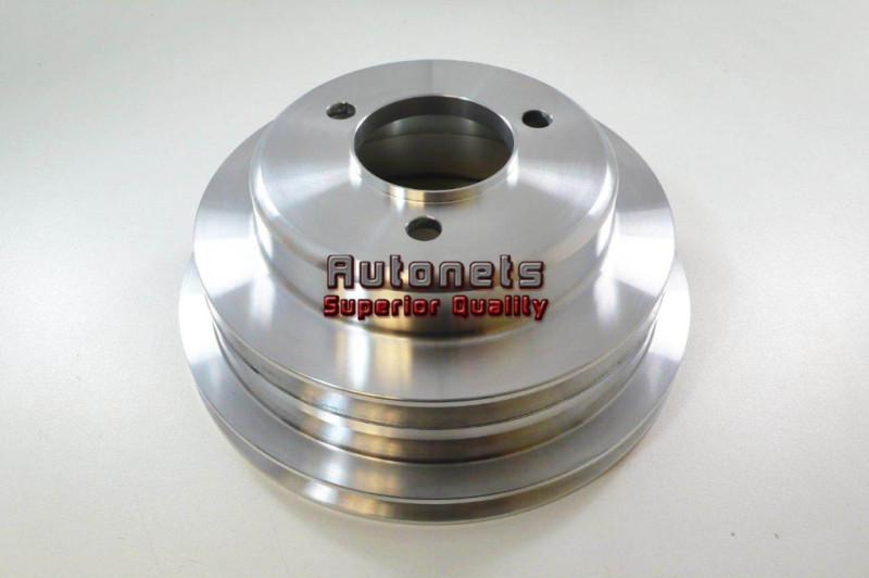 Polished aluminum big block chevy 396-454 crankshaft pulley lwp triple groove