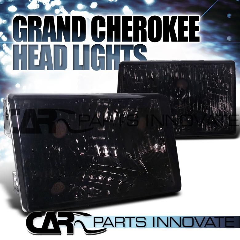 Jeep 93-98 grand cherokee crystal tinted headlight lamps smoke