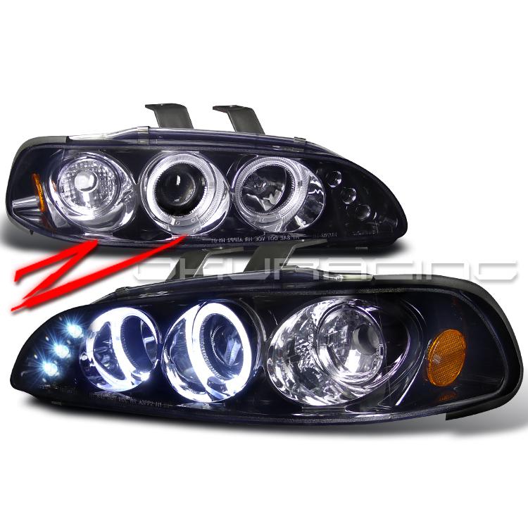 Glossy black 92-95 honda civic led projector head lights