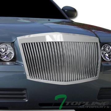 Chrome rr vertical style front hood bumper grill grille 04-10 chrysler 300 300c
