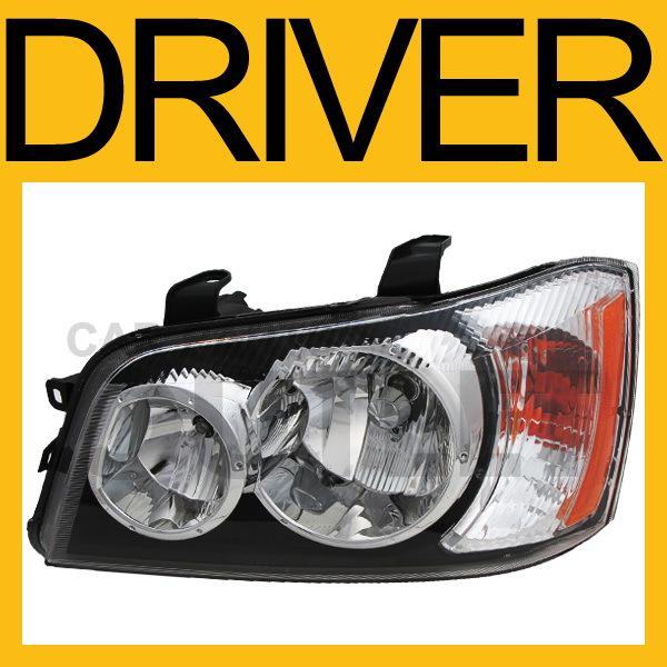 01 02 03 toyota highlander left headlamp assembly light bulb black bezel hsg new