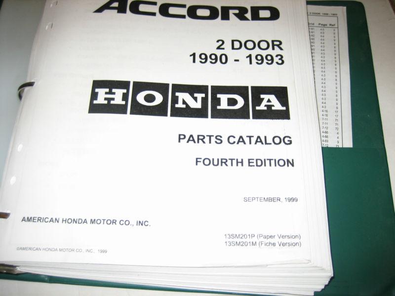 1990 1991 1992 1993 honda accord 2dr parts catalog shop manual 