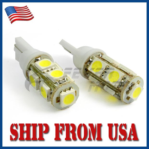 Us white 9 smd led wedge bulb turn signal light parking lamp side marker gauge