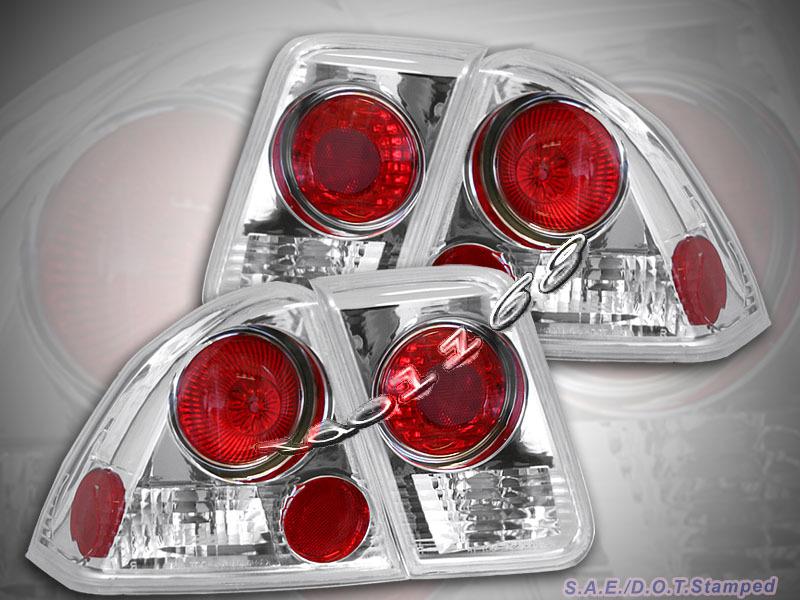 01-05 honda civic 4dr chrome altezza tail lights lamps