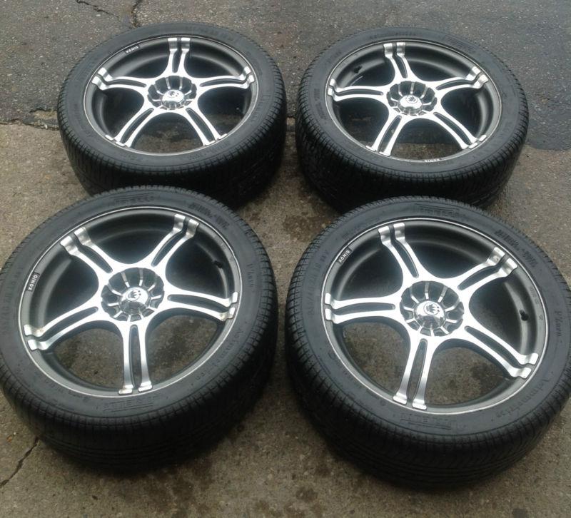 18" konig black machined custom wheel 18x7.5 pirelli tires set 4 5x110 5x4.5