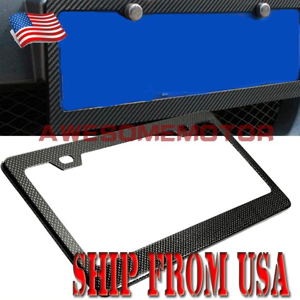 Us new carbon fiber license plate frame plate tag twill rear tail trunk square