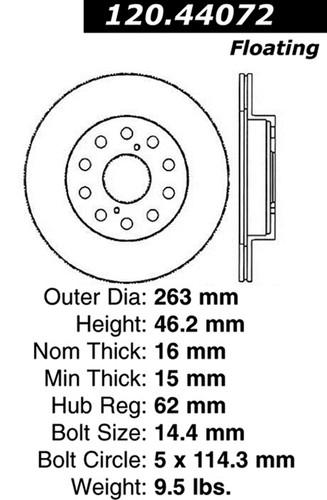 Centric-power slot 127.44072r stoptech sport rotors 91-95 mr2