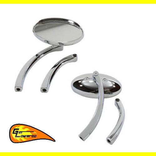 Chrome oval mirrors w/ two stems for harley motorcycle softail sportster dyna