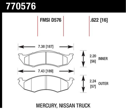 Hawk performance 770576 premium oes; disc brake pads 93-02 quest villager