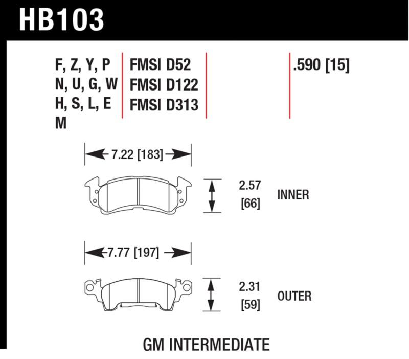 Hawk performance hb103w.590 disc brake pad