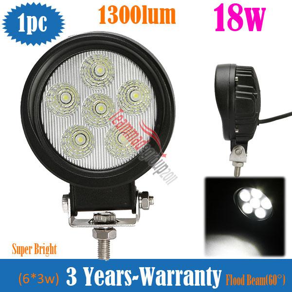 Round 18w flood led work light lamp 12v 24v atv boat jeep truck driving suv 4x4