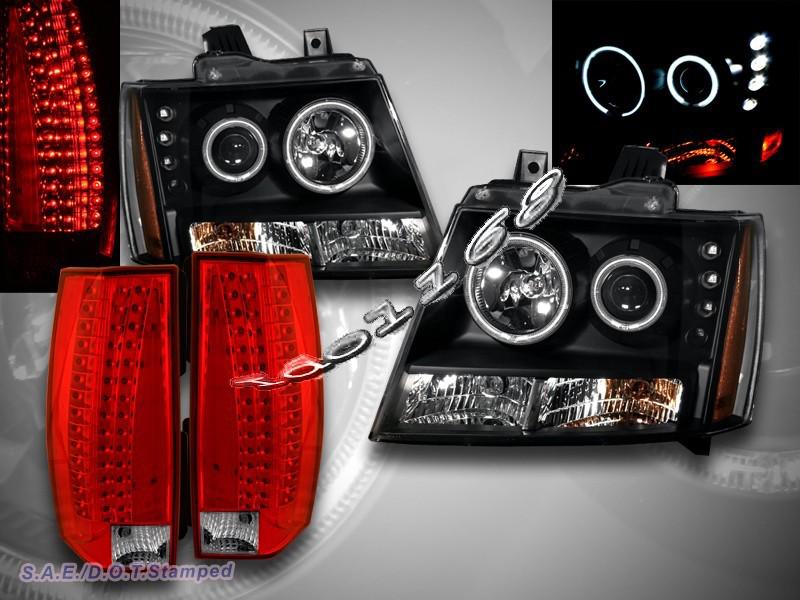 07-12 chevy suburban tahoe ccfl led projector headlights+red led tail lights g5