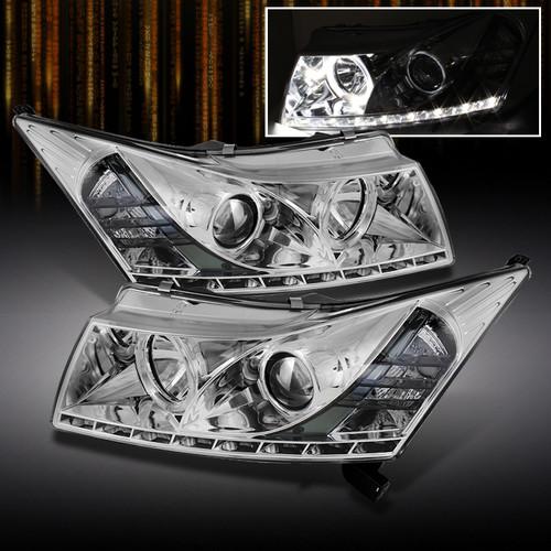 2011-2013 chevy cruze drl projector headlights w/daytime led running lights lamp