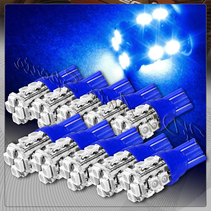 10x 12 smd t10 194 12v interior instrument panel gauge replacement bulbs - blue