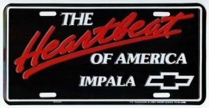 Chevrolet  heartbeat of america chevrolet impala embossed license plate