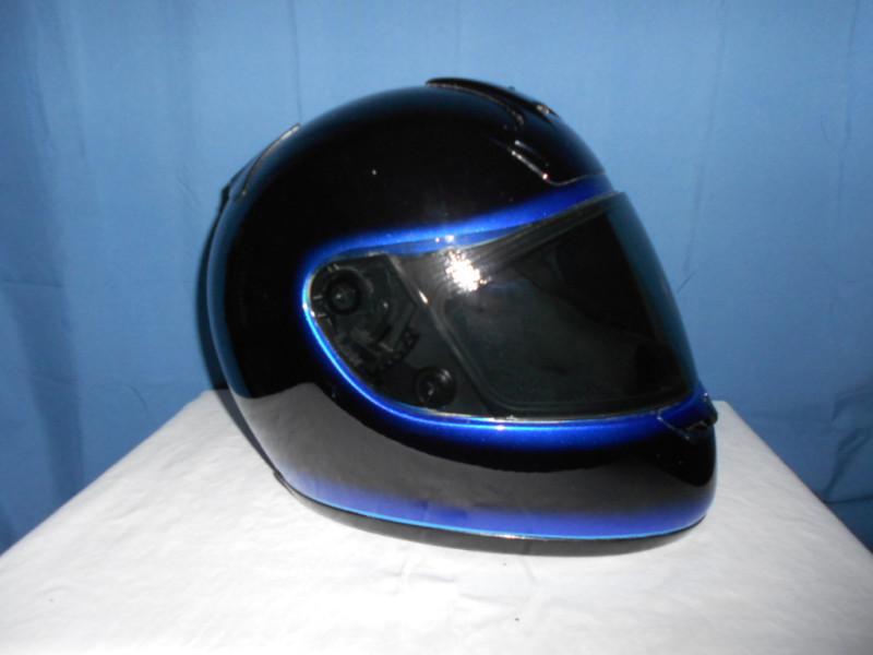 Shoei w-1 xs extra small 6 5/8 - 6 3/4 motorcycle helmet black blue tinted visor