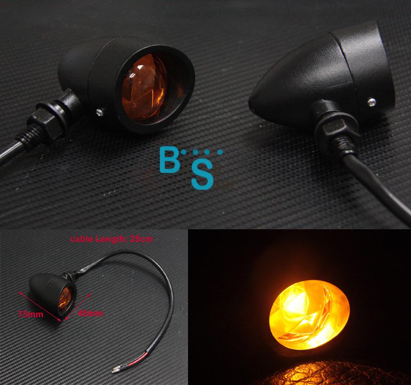 Black turn signal lights blinker amber harley chopper sportster dyna softail