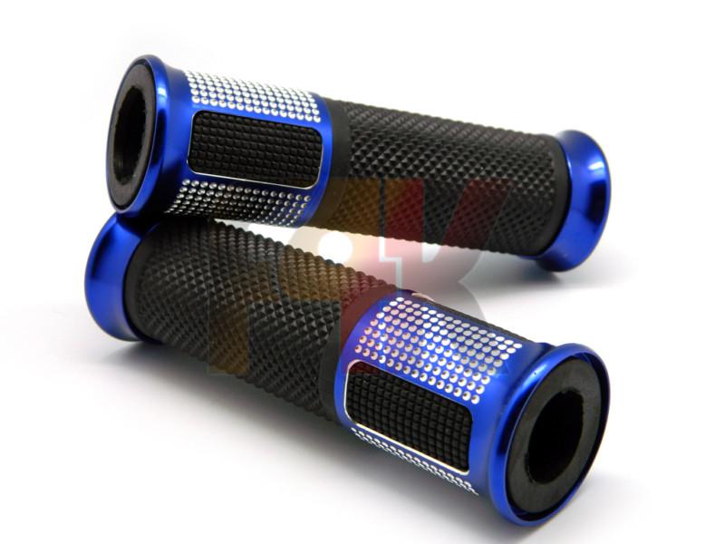 Blue motorcycle racing 7/8" handle bar rubber gel hand grips for sports bikes