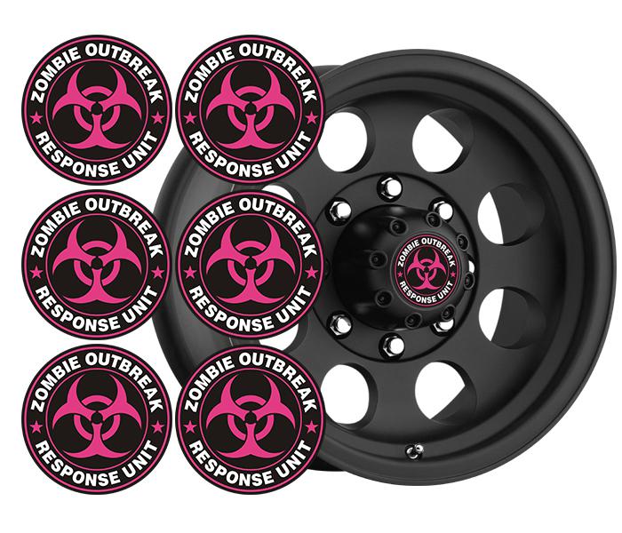 Zombie response unit decal 6 2"x2" pink vinyl wheel center cap sticker zu1