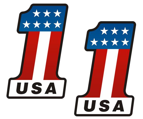 Usa #1 decal set 4"x2.6" american flag old glory vinyl bumper sticker zu1