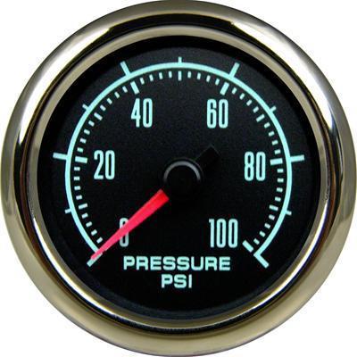 New vintage usa 1969 series electrical oil pressure gauge 2 1/16" dia black face