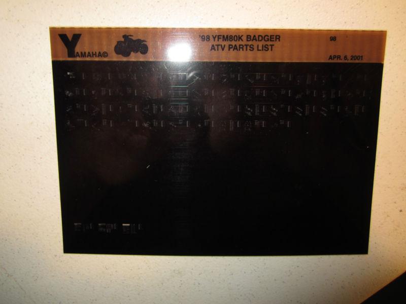 1998 yamaha atv yfm80k badger microfiche parts list catalog yfm 80 k