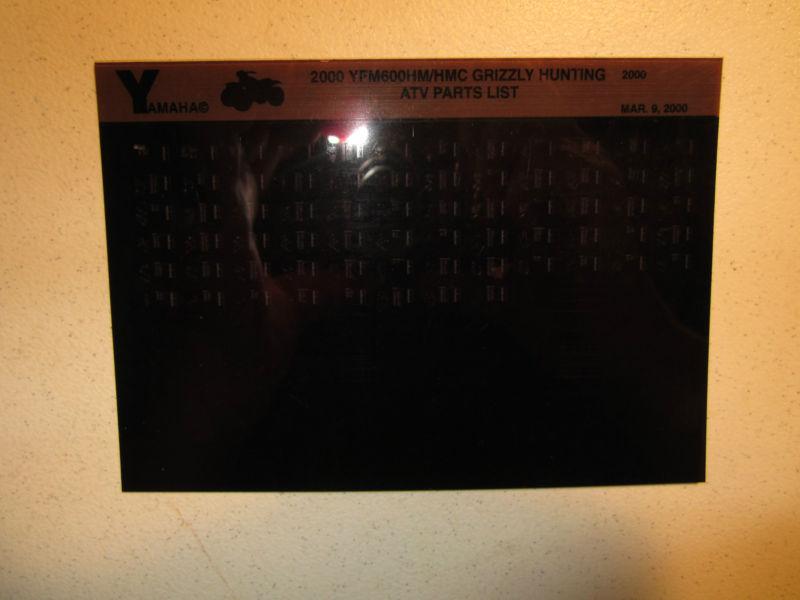 2000 yamaha atv yfm600hm hmc grizzly hunting microfiche parts catalog    