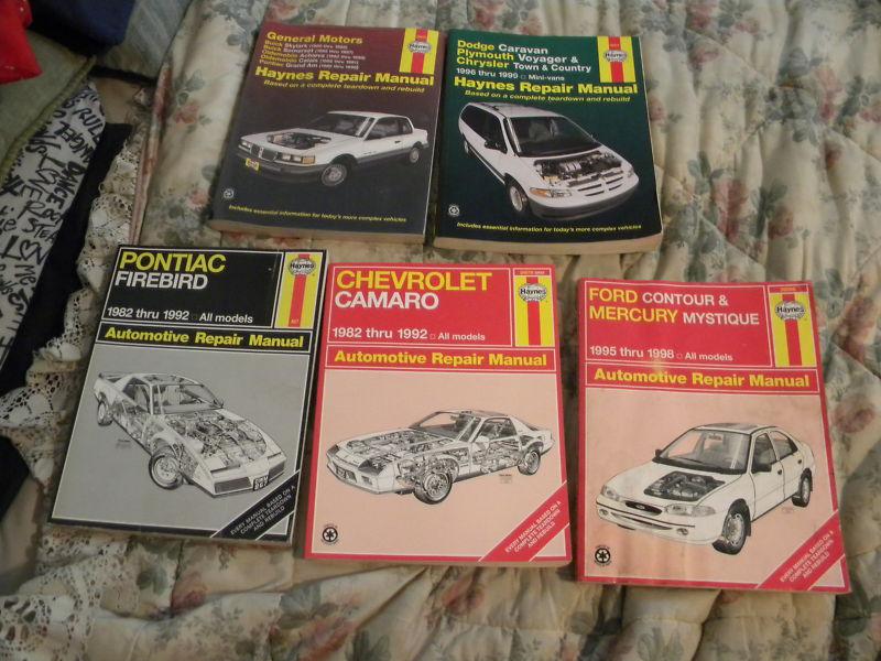 Lot of 5 haynes service repair manuals camaro,firebird,contour,dodge vans,gm 