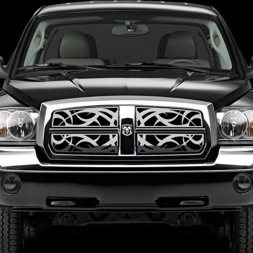 Dodge dakota 05-07 tribal polished stainless grill insert trim cover