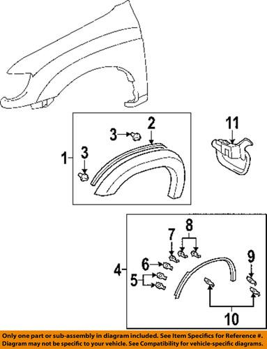 Toyota oem 7562534010b0 fender-wheel flare pad