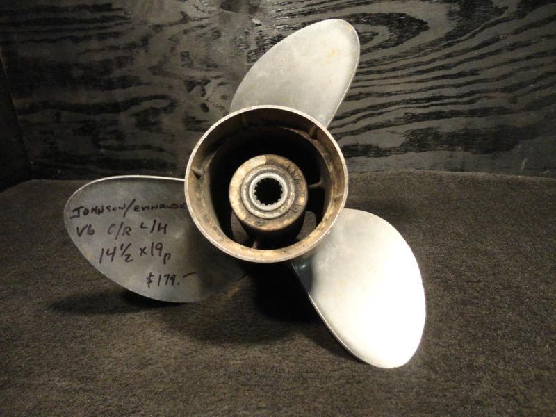 Used johnson/evinrude 14 1/2 x 19p c/r l/h  stainless steel propeller  boat prop