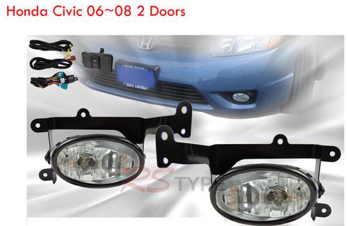 Honda civic 2006-2008 dx ex lx si coupe - oe style fog lamp kit(clear len)