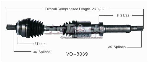 Sur track vo-8039 cv half-shaft assembly-new cv axle shaft