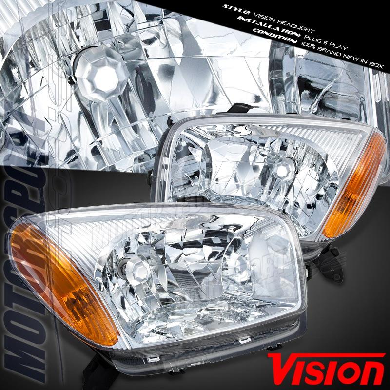 2001-2003 toyota rav4 suv 4door chrome headlights lamps w/o sport vision  lh+rh