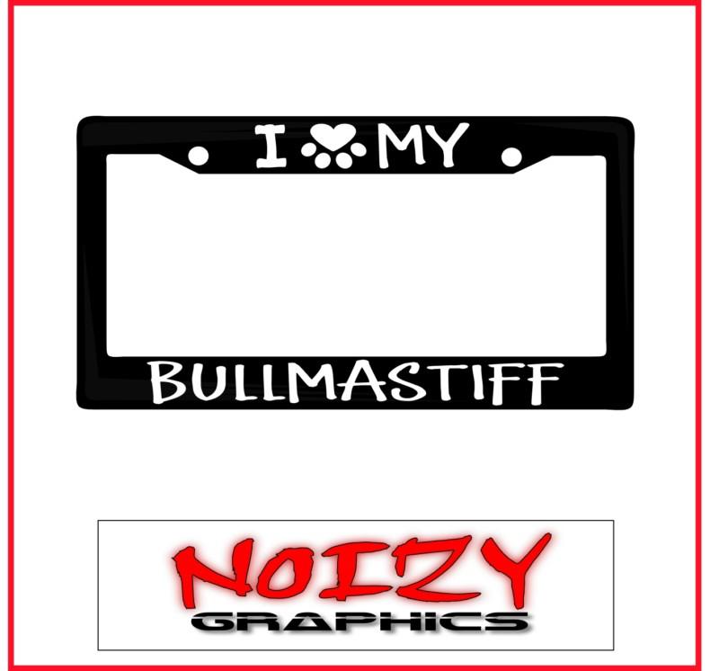 Cute family dog license plate car sticker decal frame i love paw my bullmastiff