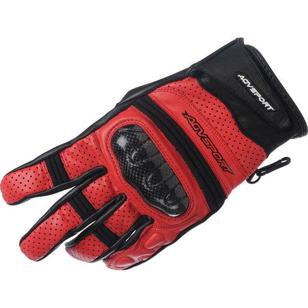 Red l agv sport veloce leather glove