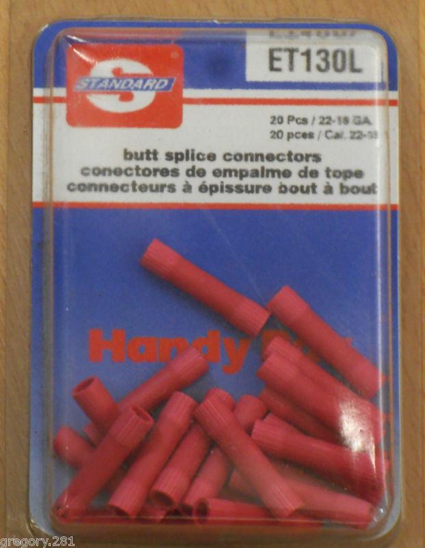 Standard butt splice connectors et130l 20pcs 22-18 ga. brand new